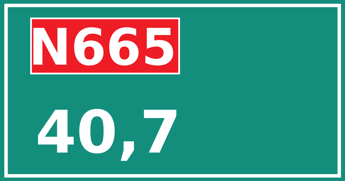 Hectometerbord N665 40,7