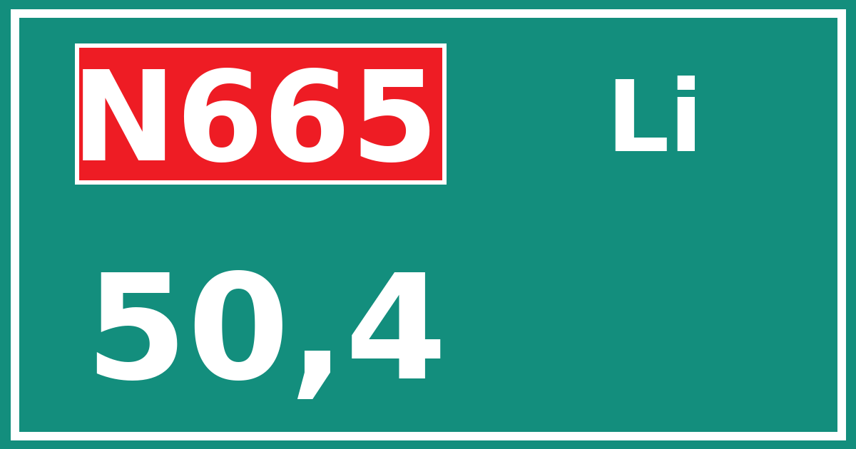 Hectometerbord N665 50,4 zijde Li