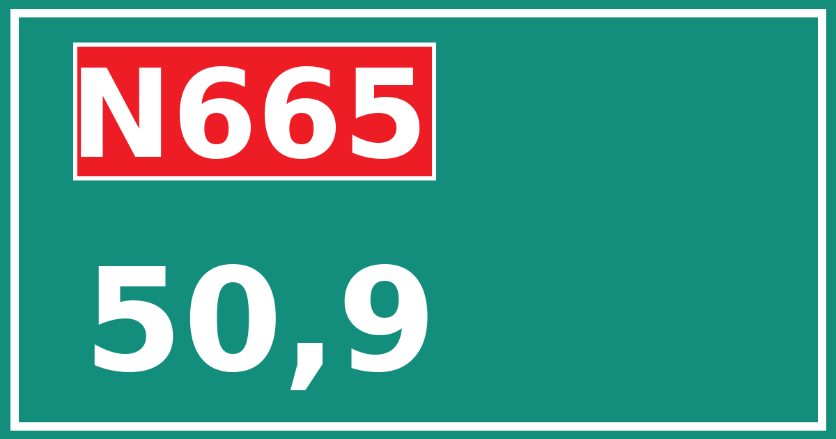 Hectometerbord N665 50,9