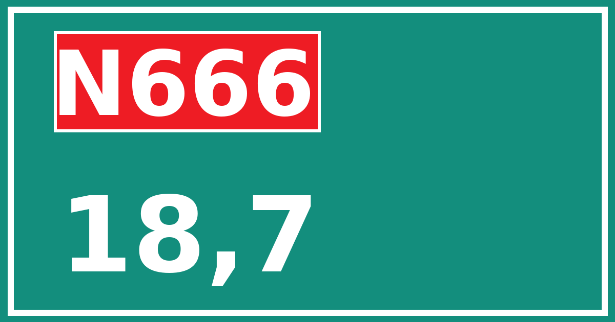 Hectometerbord N666 18,7