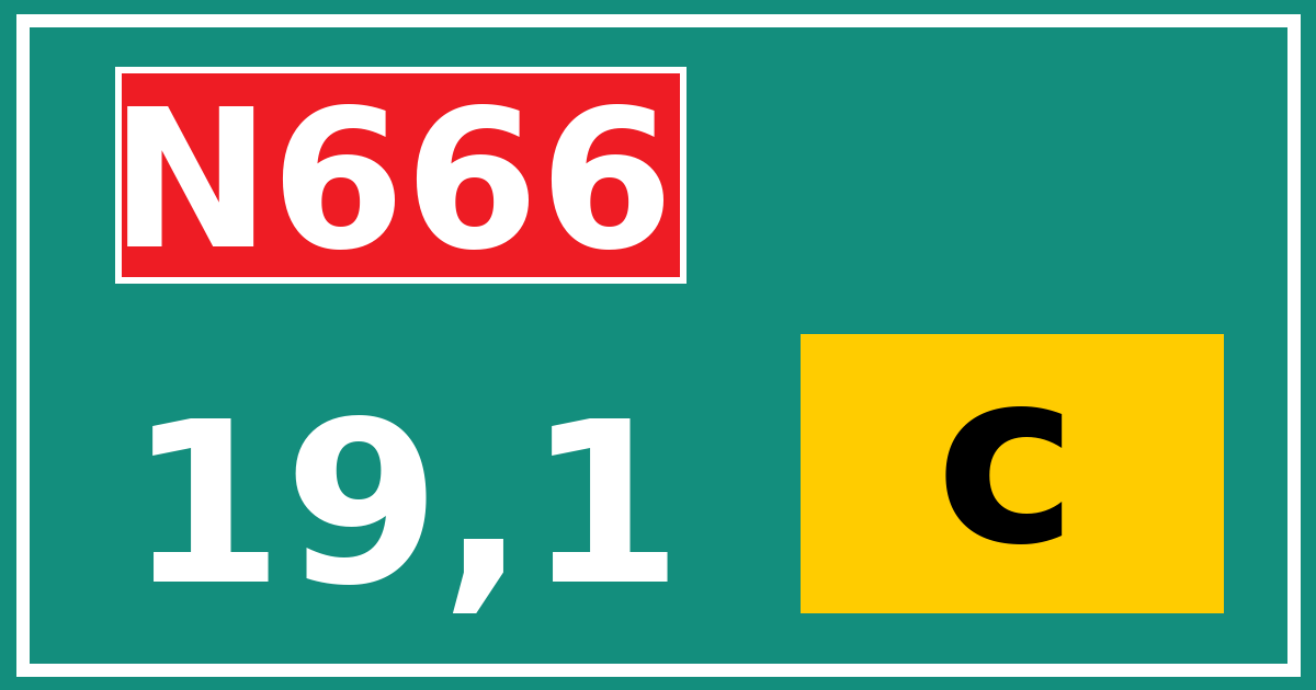 Hectometerbord N666 19,1 letter c