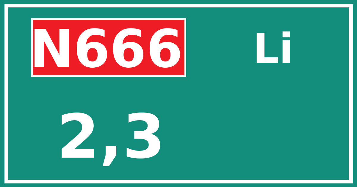 Hectometerbord N666 2,3 zijde Li