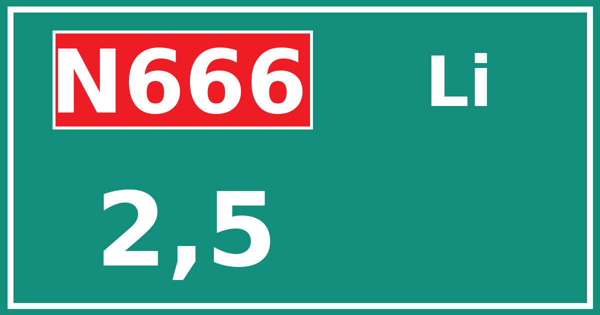 Hectometerbord N666 2,5 zijde Li