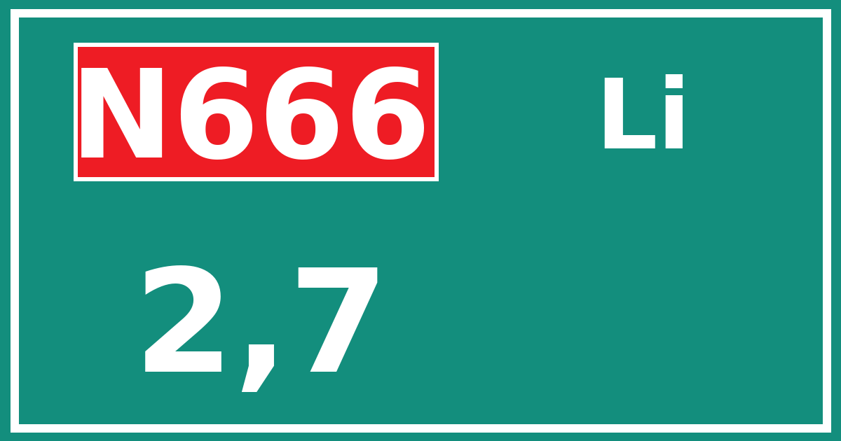 Hectometerbord N666 2,7 zijde Li