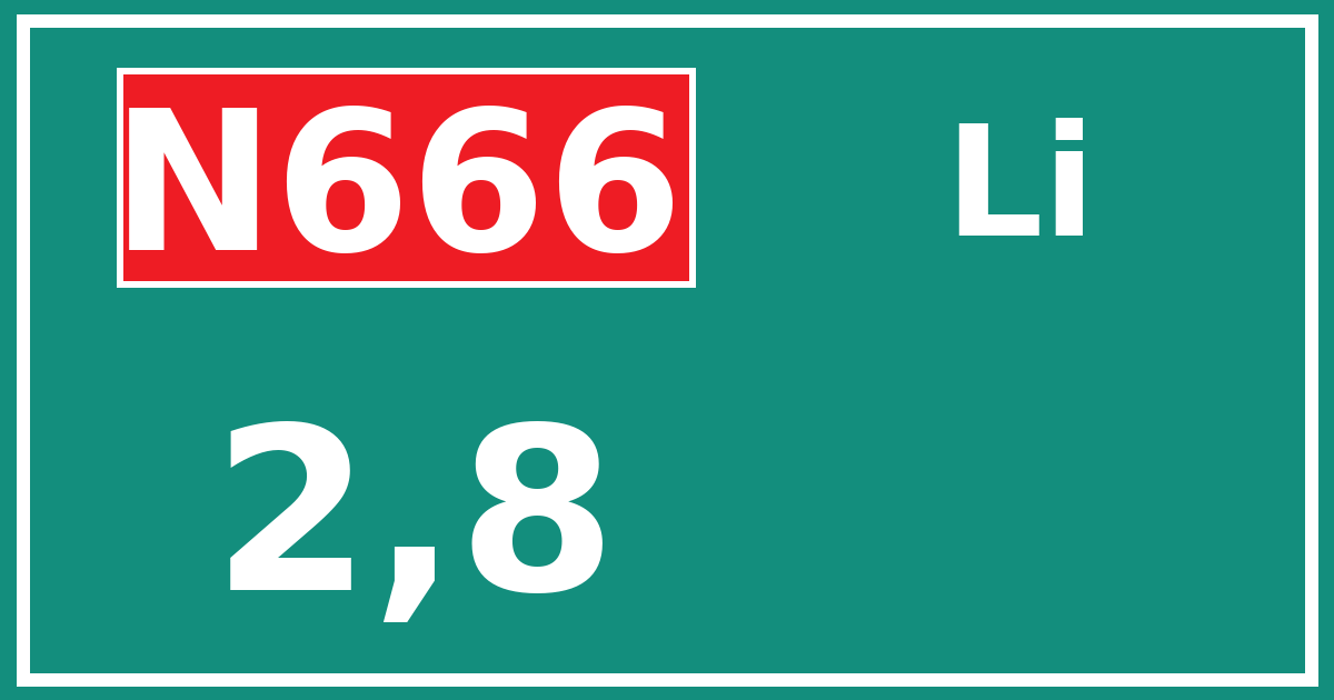 Hectometerbord N666 2,8 zijde Li
