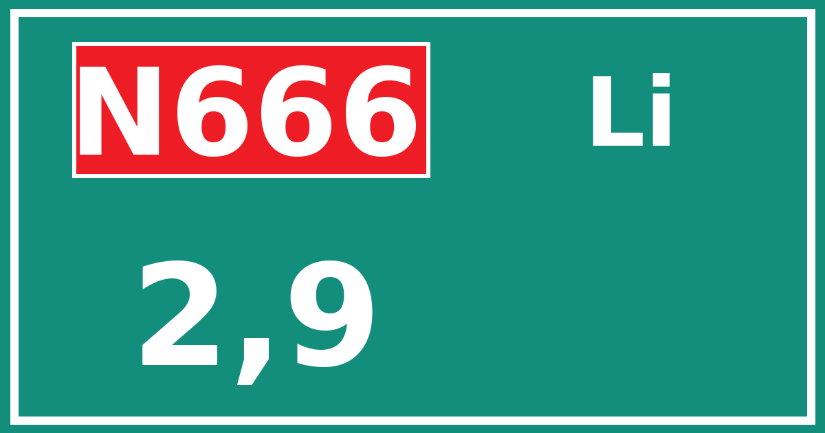 Hectometerbord N666 2,9 zijde Li