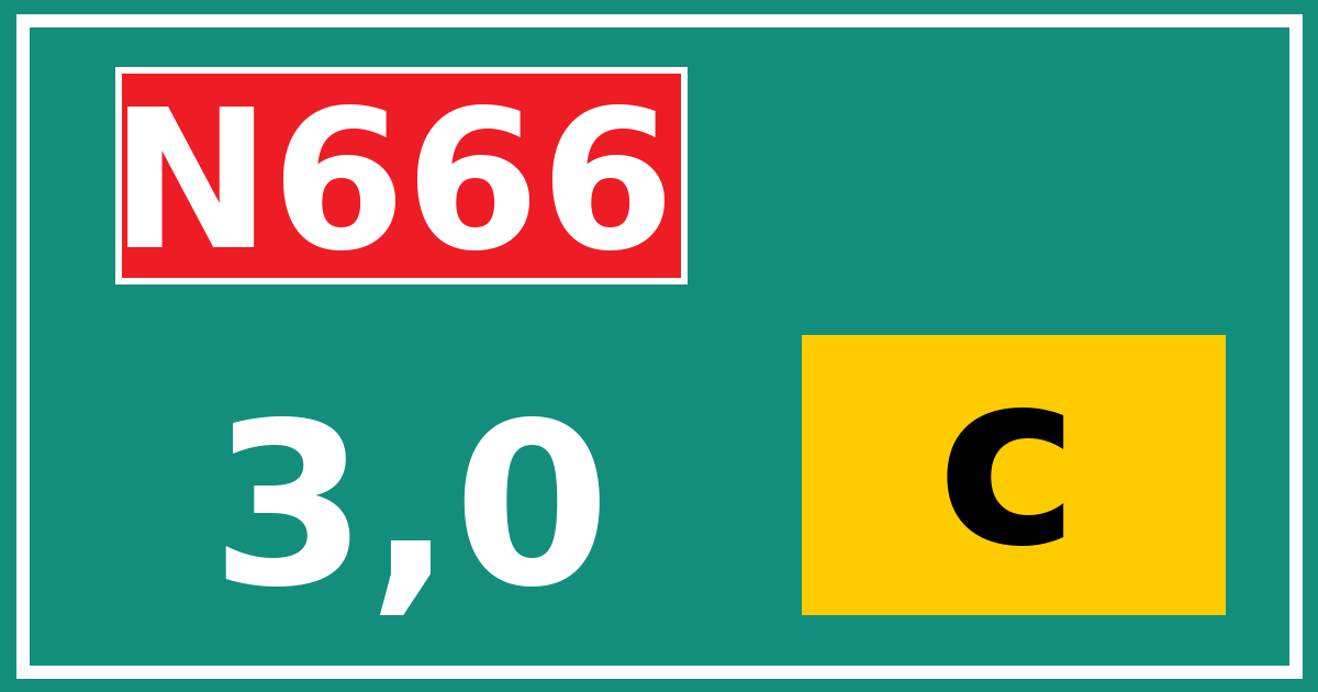 Hectometerbord N666 3,0 letter c