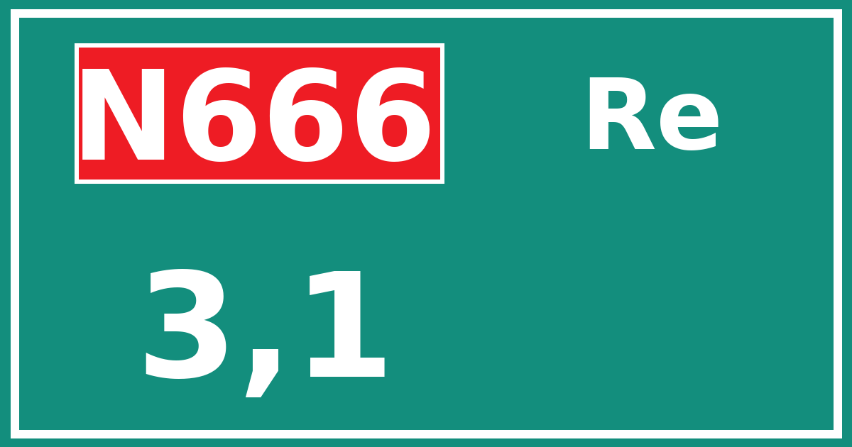 Hectometerbord N666 3,1 zijde Re
