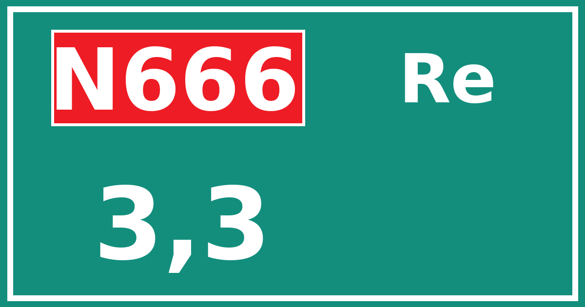 Hectometerbord N666 3,3 zijde Re
