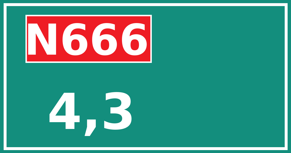 Hectometerbord N666 4,3