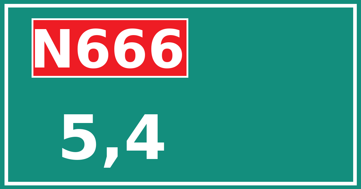 Hectometerbord N666 5,4