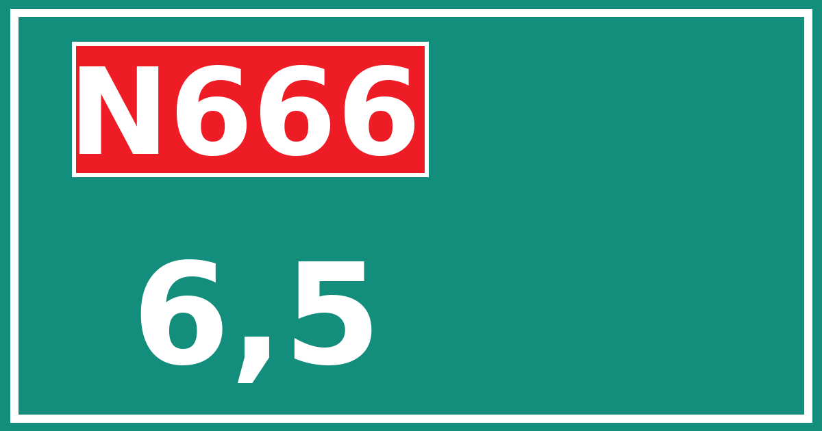 Hectometerbord N666 6,5