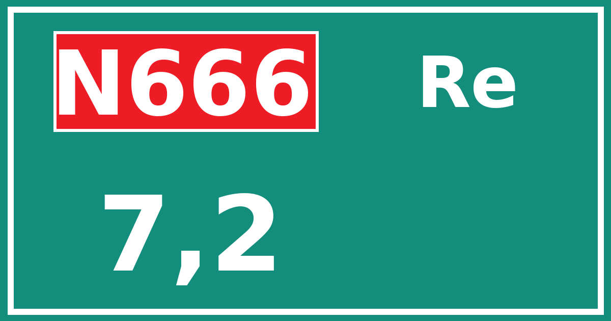 Hectometerbord N666 7,2 zijde Re