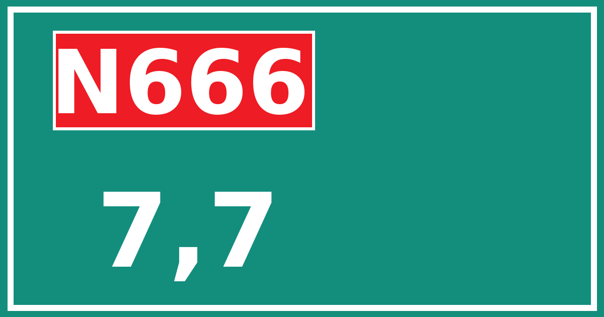 Hectometerbord N666 7,7