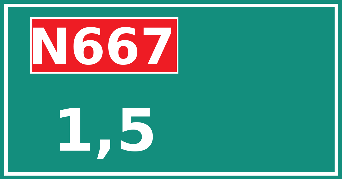 Hectometerbord N667 1,5