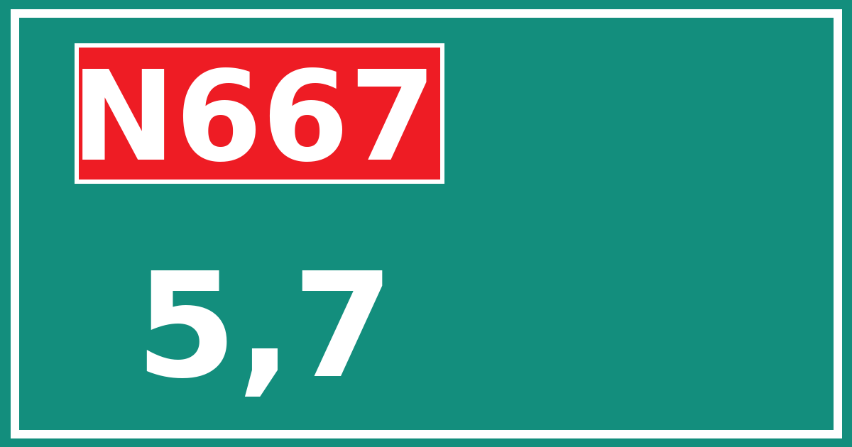Hectometerbord N667 5,7