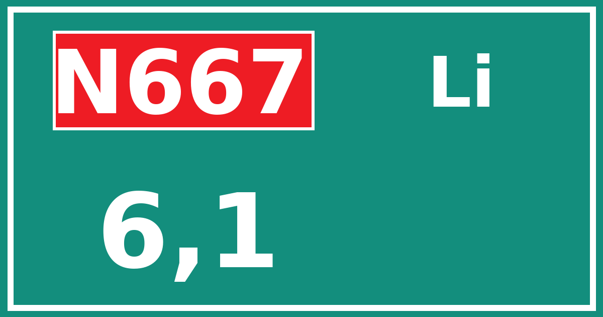 Hectometerbord N667 6,1 zijde Li