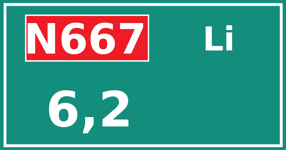Hectometerbord N667 6,2 zijde Li