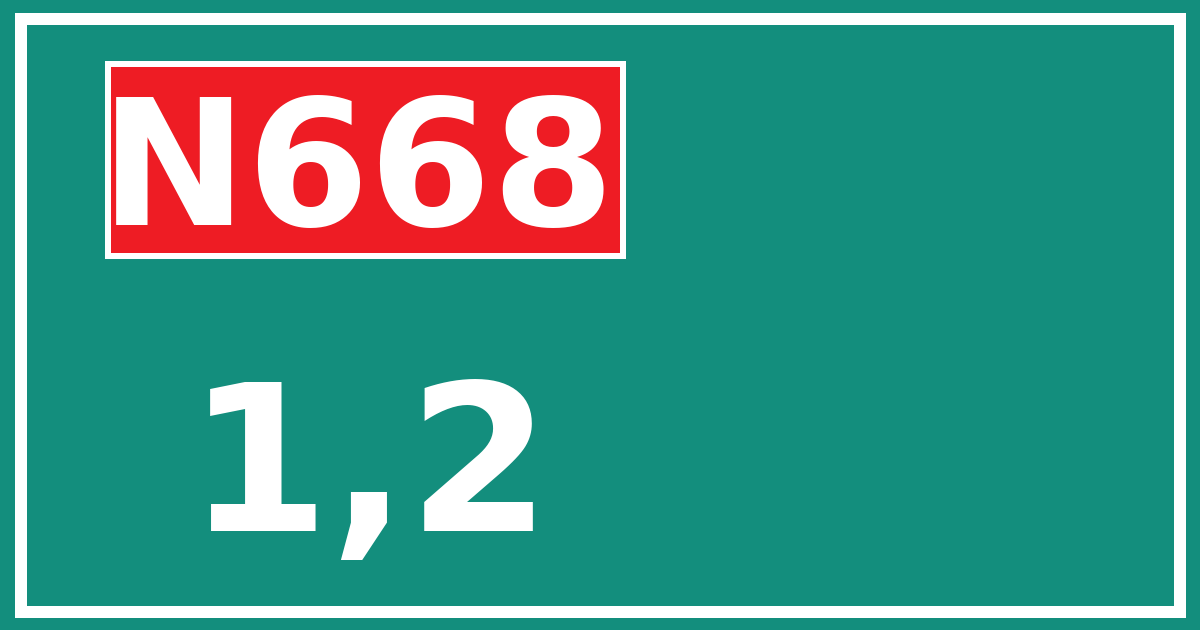 Hectometerbord N668 1,2