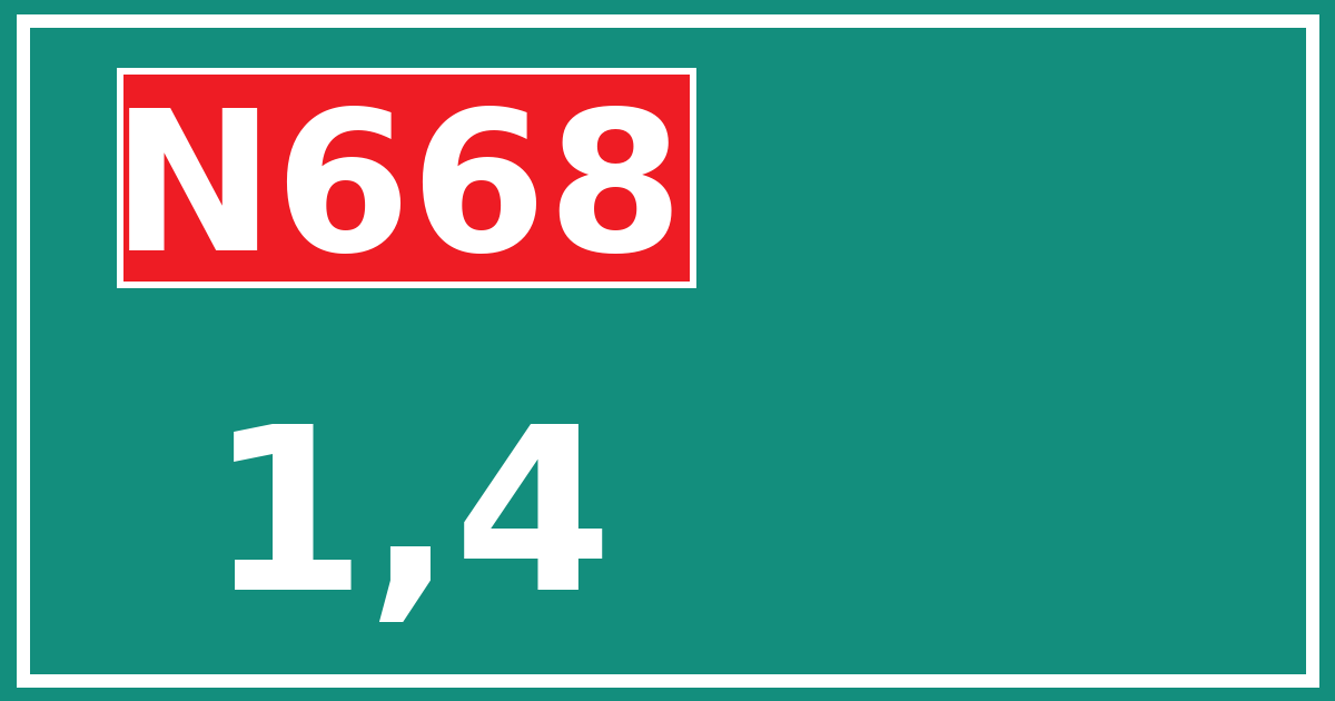 Hectometerbord N668 1,4