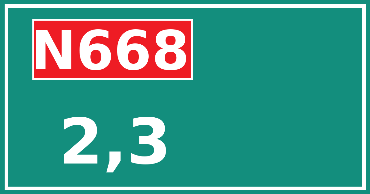 Hectometerbord N668 2,3