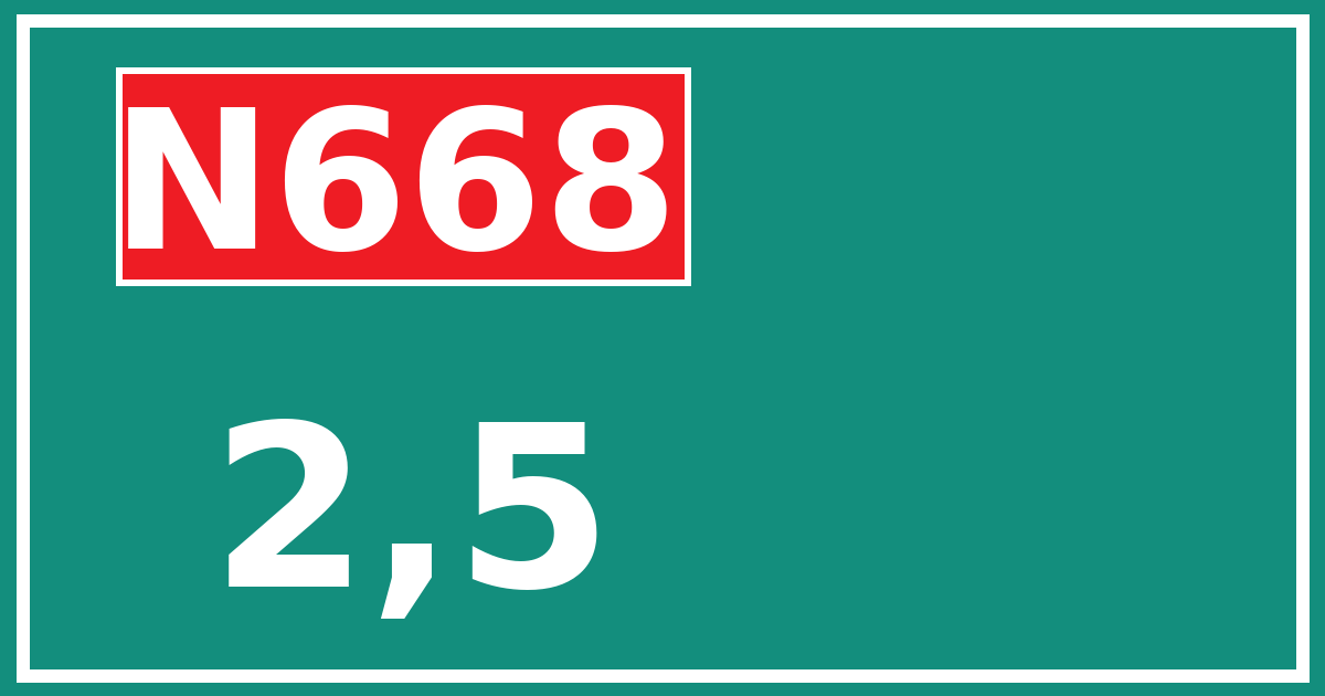 Hectometerbord N668 2,5