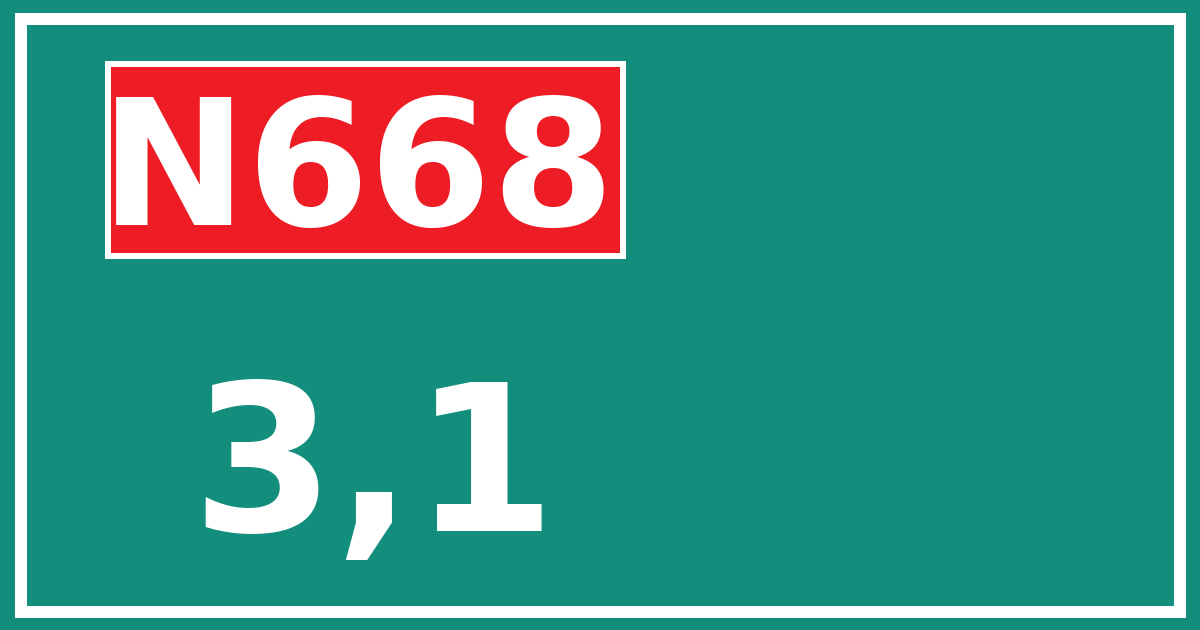 Hectometerbord N668 3,1