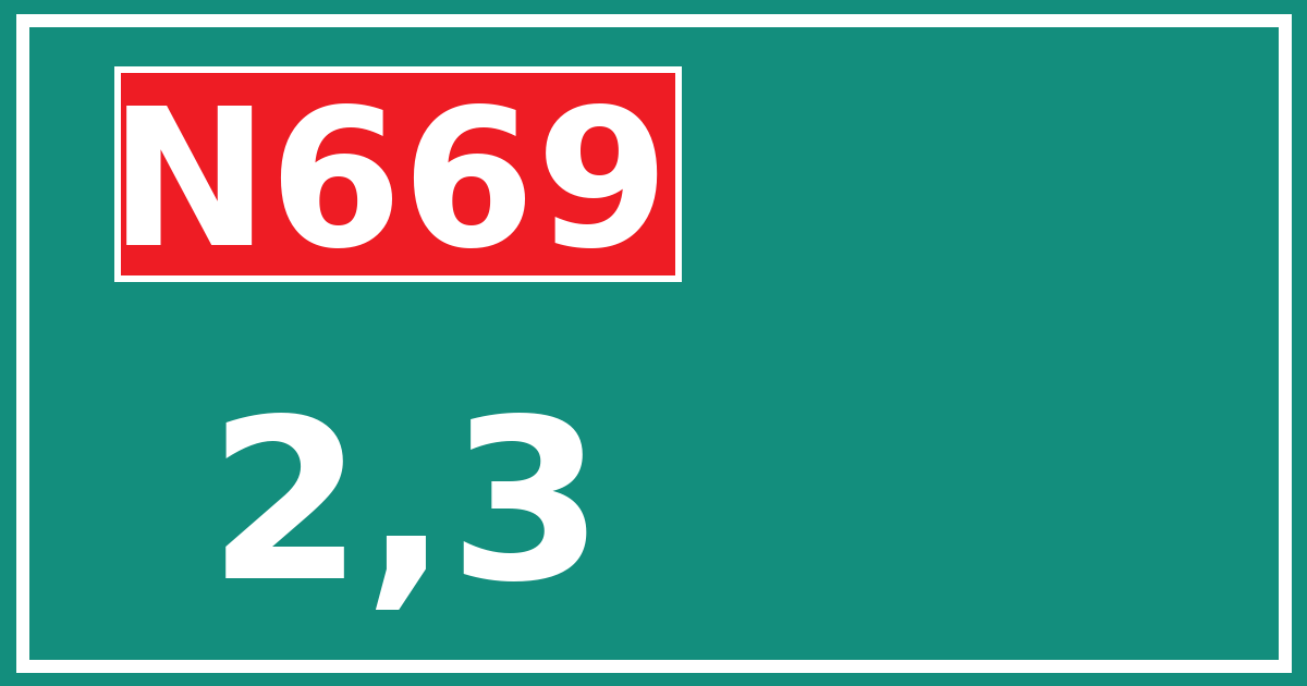 Hectometerbord N669 2,3