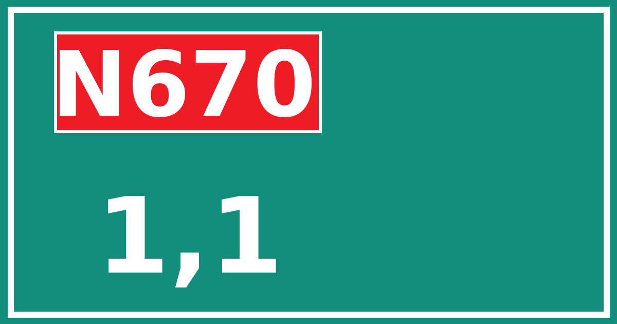 Hectometerbord N670 1,1