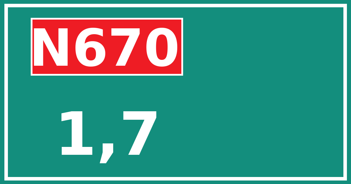 Hectometerbord N670 1,7