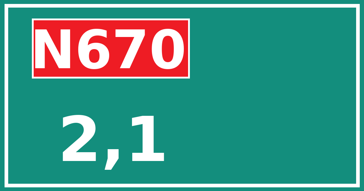 Hectometerbord N670 2,1