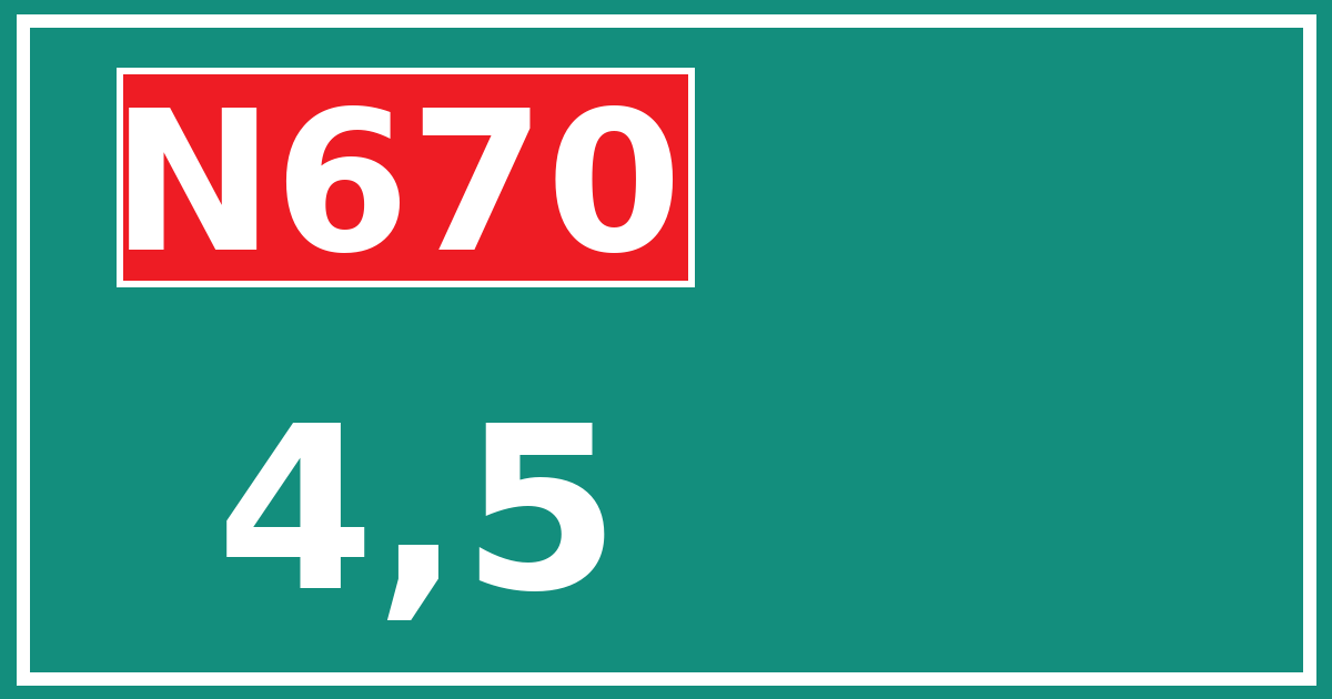 Hectometerbord N670 4,5