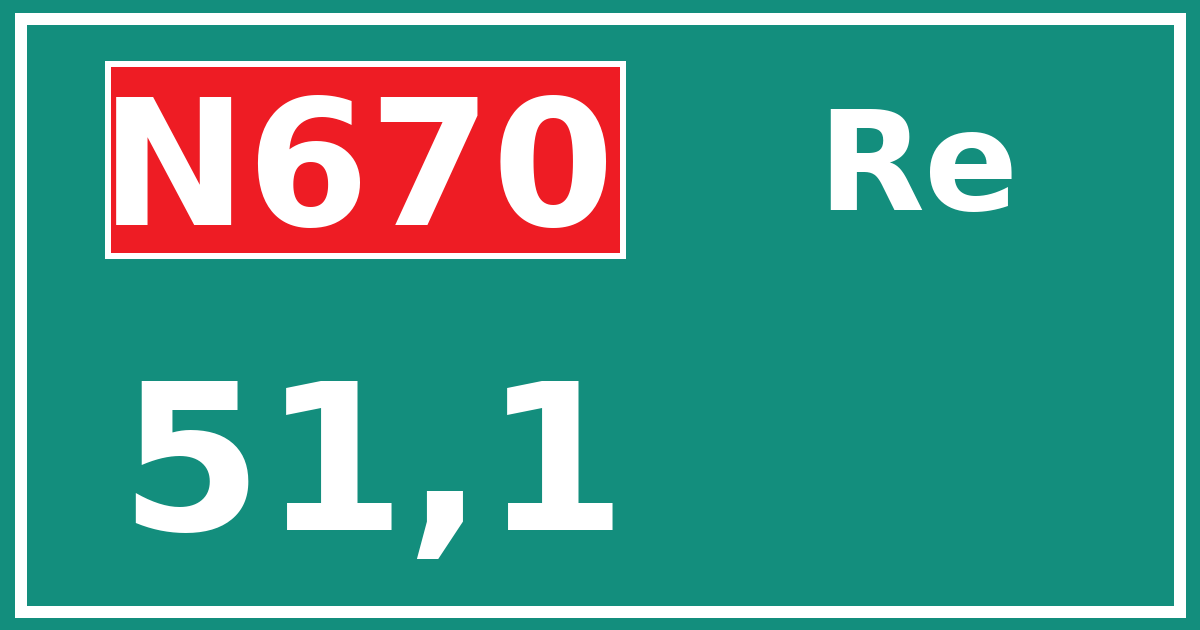 Hectometerbord N670 51,1 zijde Re