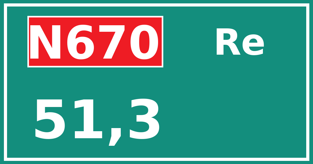 Hectometerbord N670 51,3 zijde Re