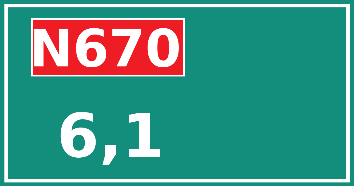Hectometerbord N670 6,1