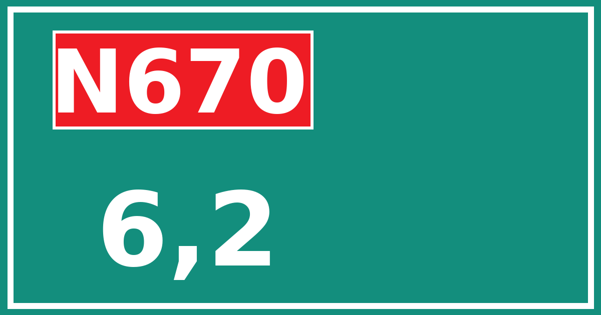 Hectometerbord N670 6,2