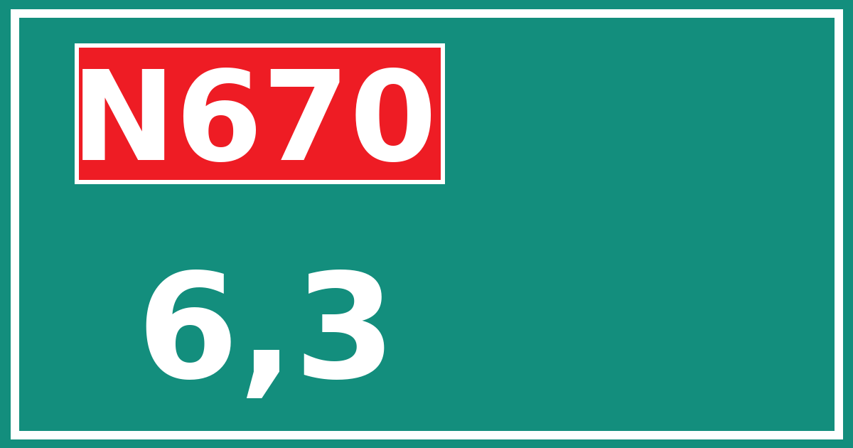 Hectometerbord N670 6,3