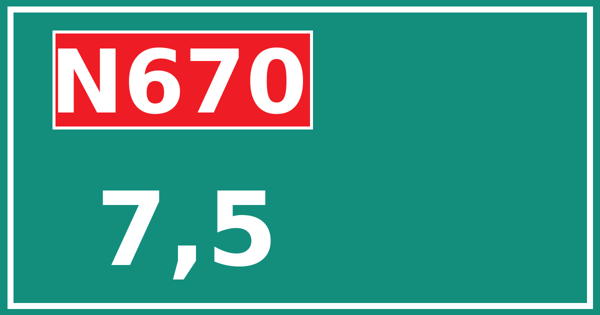 Hectometerbord N670 7,5