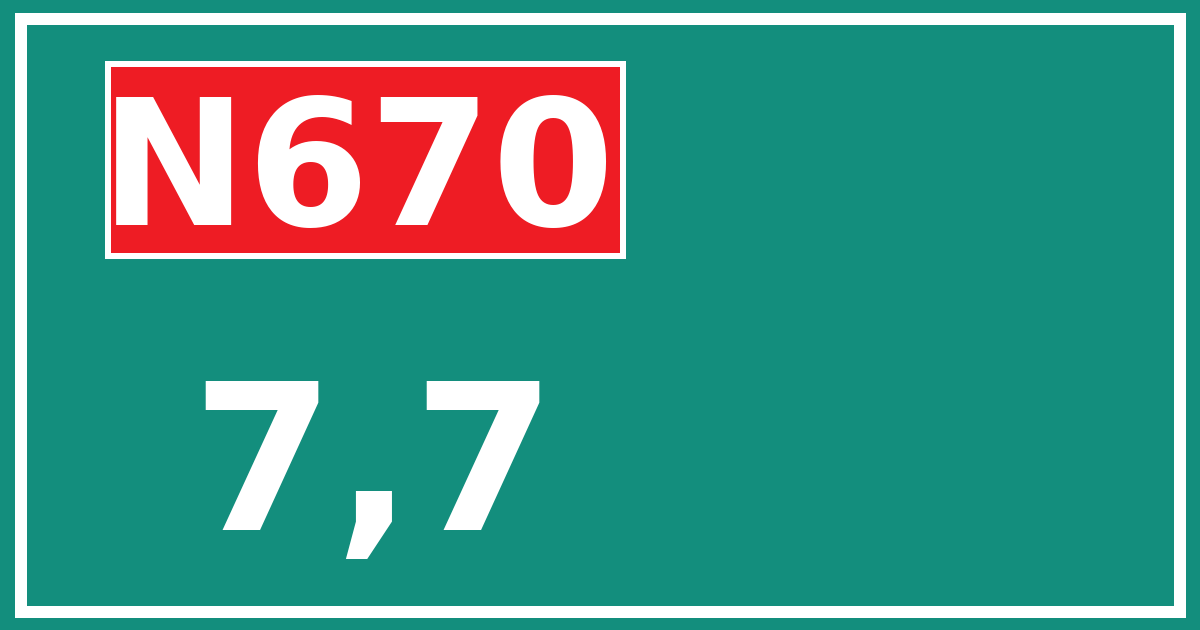 Hectometerbord N670 7,7