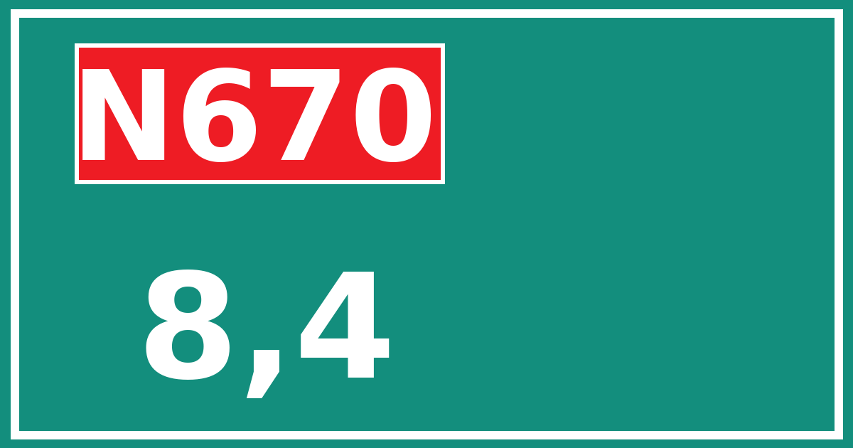Hectometerbord N670 8,4
