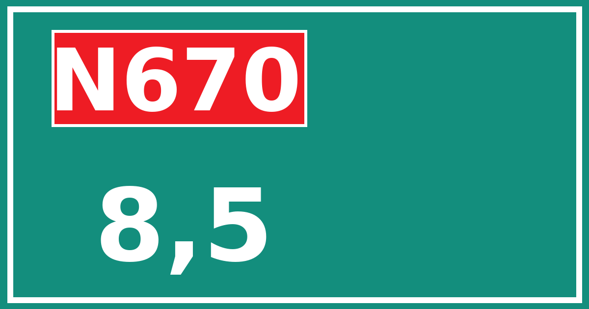 Hectometerbord N670 8,5