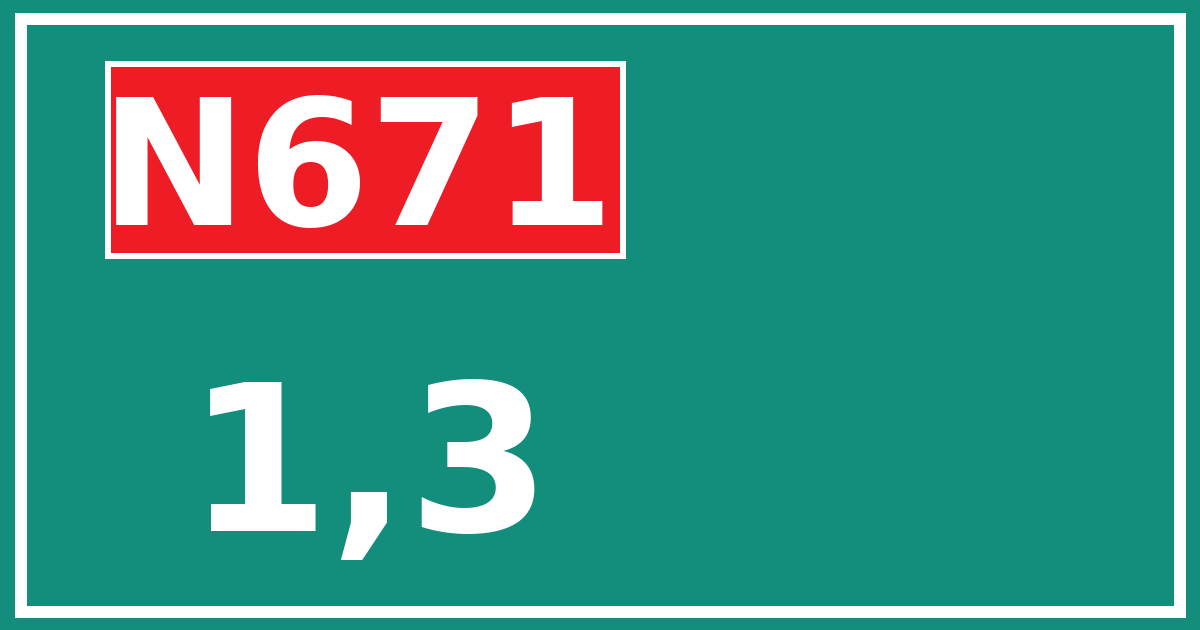 Hectometerbord N671 1,3