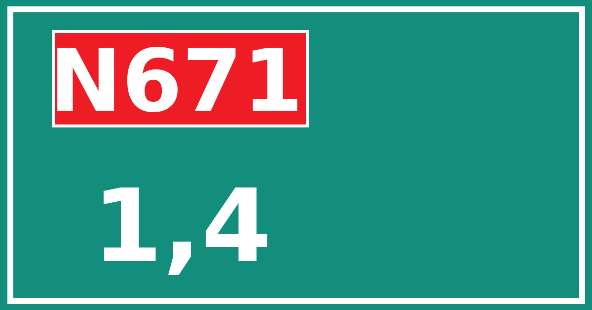 Hectometerbord N671 1,4