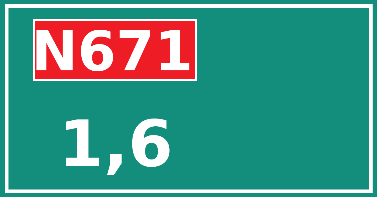 Hectometerbord N671 1,6