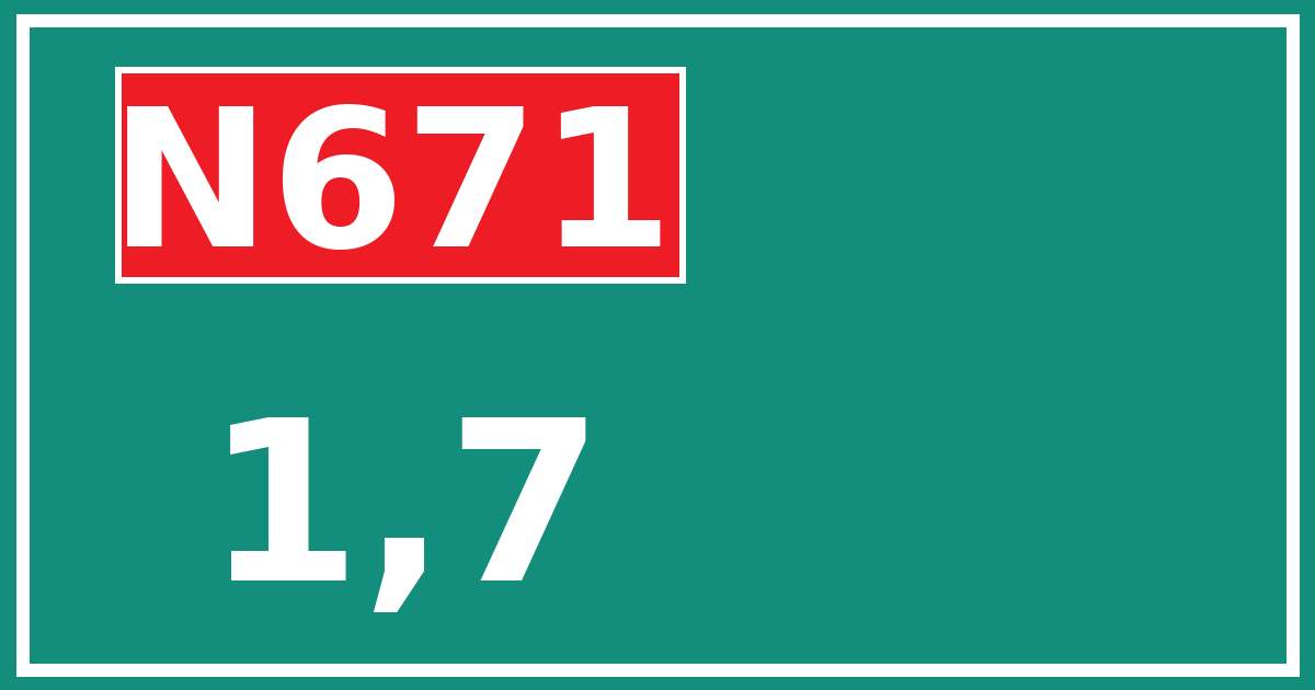 Hectometerbord N671 1,7