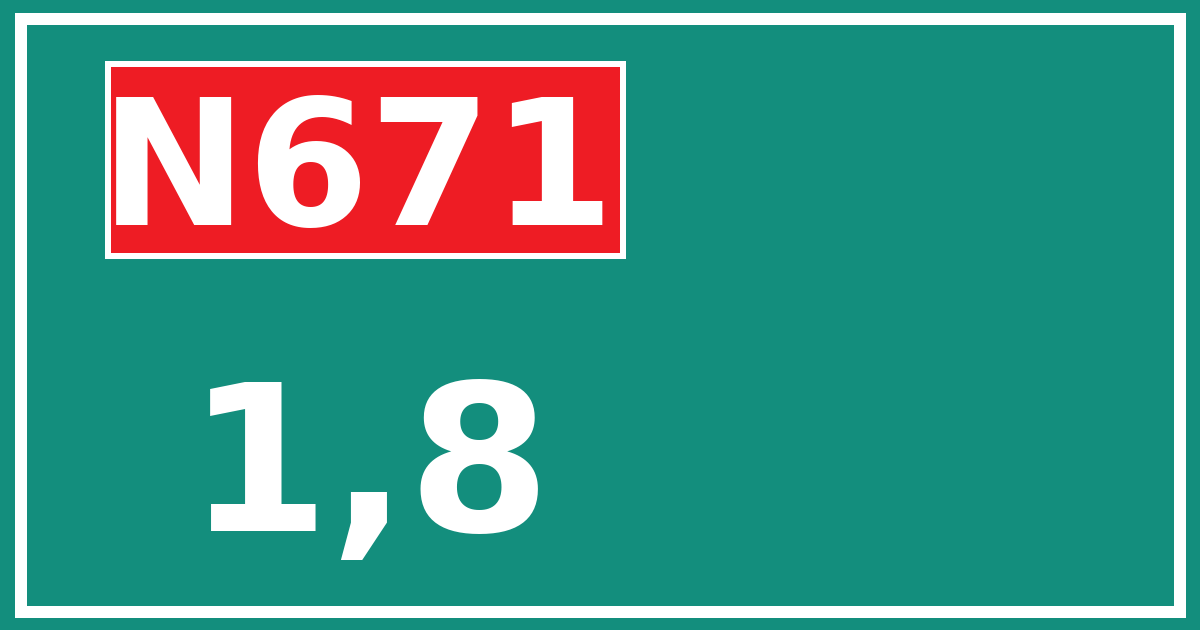 Hectometerbord N671 1,8
