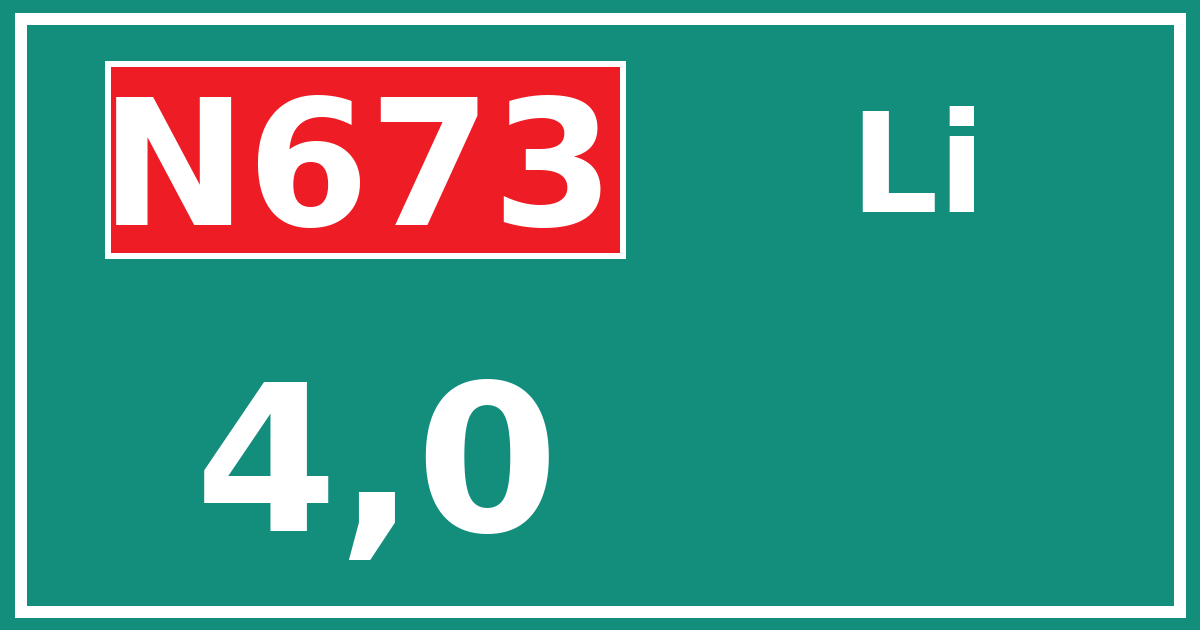 Hectometerbord N673 4,0 zijde Li