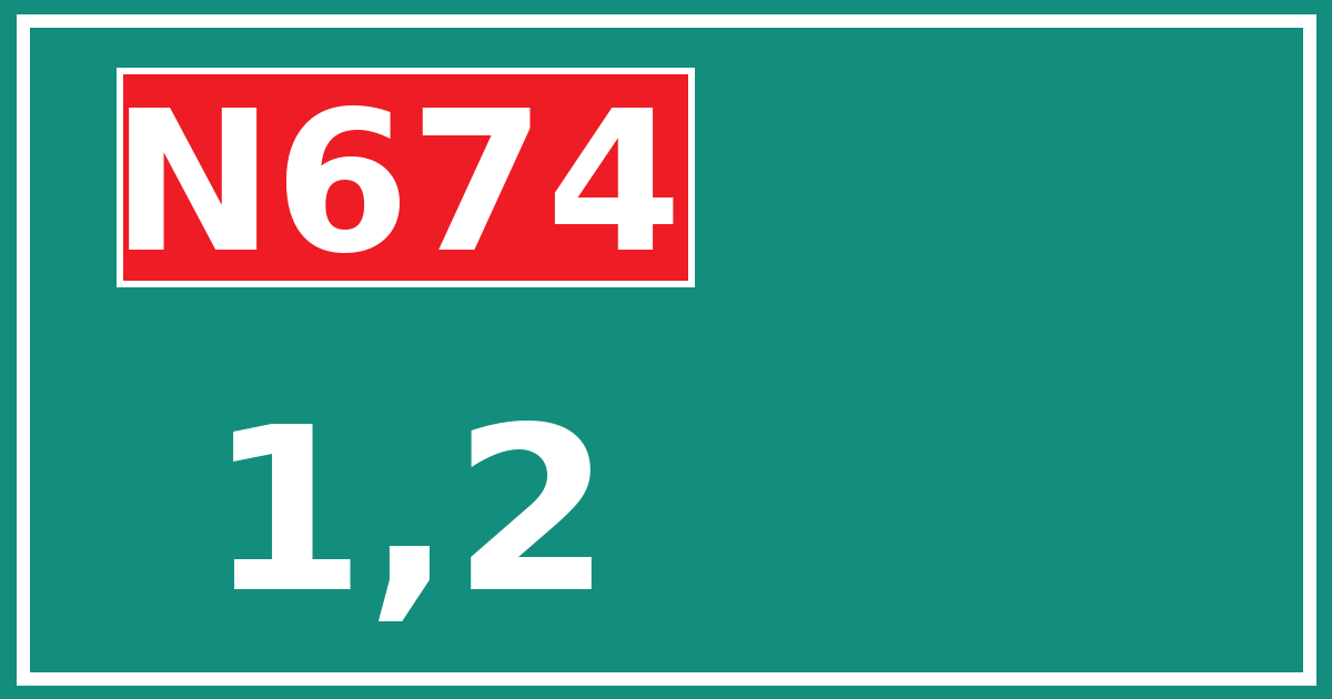 Hectometerbord N674 1,2