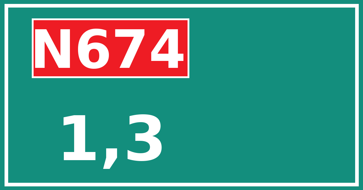 Hectometerbord N674 1,3
