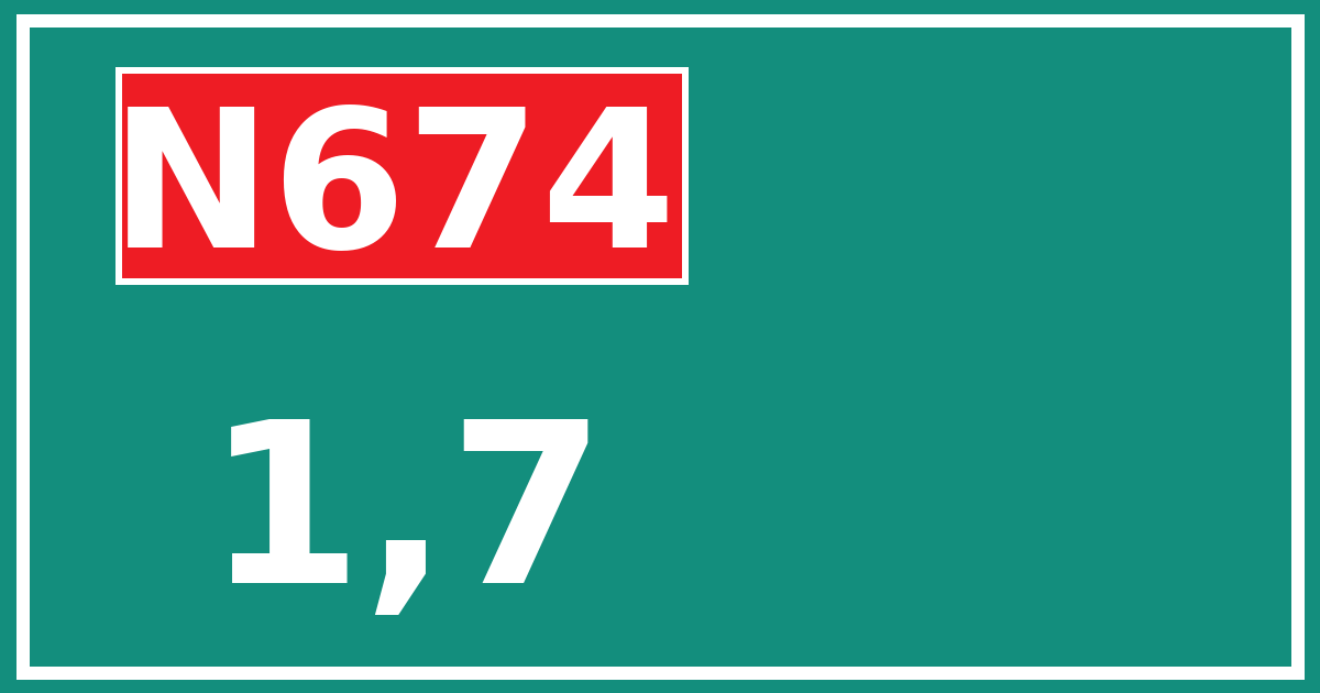 Hectometerbord N674 1,7